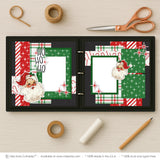 Ho Ho Ho scrapbook page kit shown in a memory album binder mockup with the finished two-page layout. A coordinated way to preserve Santa memories and favorite photos.