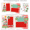 Joy To The World 12x12 scrapbook page kit instruction image showing the completed two-page layout and placement of coordinating papers, die cuts, and photo areas. Designed for Christmas tree memories and favorite photos.