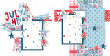 July 4Th scrapbook page kit — layered die cut titles for themed layouts, creative accents for scrapbook storytelling, ready-to-glue title banners and photo frames, seasonal scrapbook page kits and die cuts, patriotic layout, fourth of july, 12x12 page kit, acid-free double-sided scrapbook supplies, stars and stripes, july page kit, independence day, precut designs for memory journaling, star die cuts, coordinated background patterns and journaling spots
