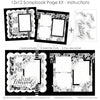 Just Married 12x12 scrapbook page kit instruction image showing the completed two-page layout and placement of coordinating papers, die cuts, and photo areas. Designed for wedding memories and favorite photos.