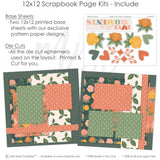 Love These Moments scrapbook page kit includes two coordinated 12x12 printed base sheets with matching die cuts and embellishments. Designed for family memories and favorite photos.
