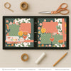 Love These Moments scrapbook page kit shown in a memory album binder mockup with the finished two-page layout. A coordinated way to preserve family memories and favorite photos.