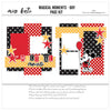 Magical Moments Boy 12x12 scrapbook page kit cover featuring red polka dots, yellow polka dots, red yellow black color palette, white photo mats, red photo mat, and black photo frames. A coordinated premade layout for Disney memories and favorite photos.