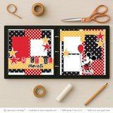 Magical Moments Boy scrapbook page kit shown in a memory album binder mockup with the finished two-page layout. A coordinated way to preserve Disney memories and favorite photos.