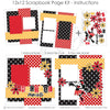 Magical Moments Girl 12x12 scrapbook page kit instruction image showing the completed two-page layout and placement of coordinating papers, die cuts, and photo areas. Designed for Disney memories and favorite photos.