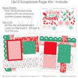 Merry And Bright scrapbook page kit includes two coordinated 12x12 printed base sheets with matching die cuts and embellishments. Designed for Christmas memories and favorite photos.