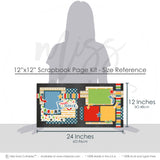 Coordinating Middle School papers and die cuts featuring plaid accent, notebook theme, arrow die cuts, pencil die cut, middle school title, banner flags, blue stars, primary colors. Designed for Classroom Memory Book, School Year Keepsake, school icons, chalkboard background, ruler border, star pattern paper, rainbow stripe paper, pencil pattern, multicolor stars.