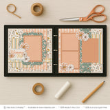 Mommy & Me scrapbook page kit shown in a memory album binder mockup with the finished two-page layout. A coordinated way to preserve mother child memories and favorite photos.