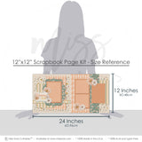 Mommy & Me 12x12 scrapbook page kit size reference image showing the scale of the coordinated two-page layout, printed papers, and embellishments for mother child memories and favorite photos.