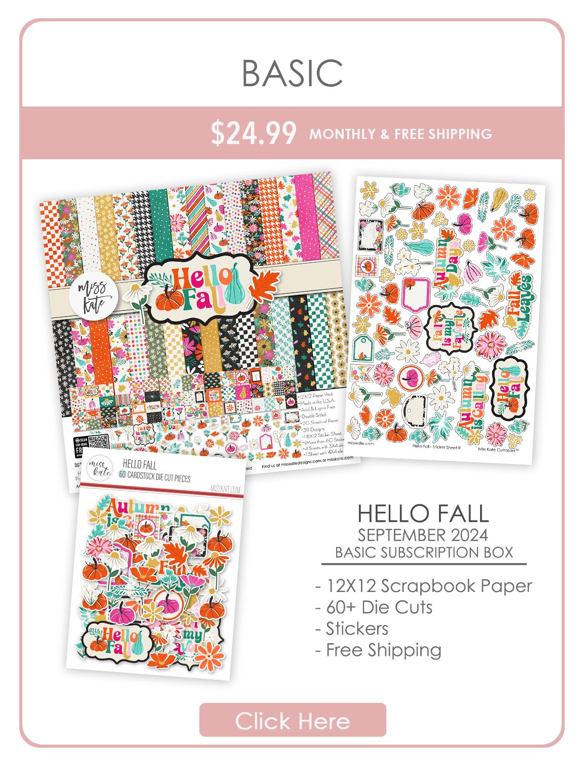 Montly Subscriptions Monthly Subscription Box - September 2024 - Hello Fall – MISS KATE