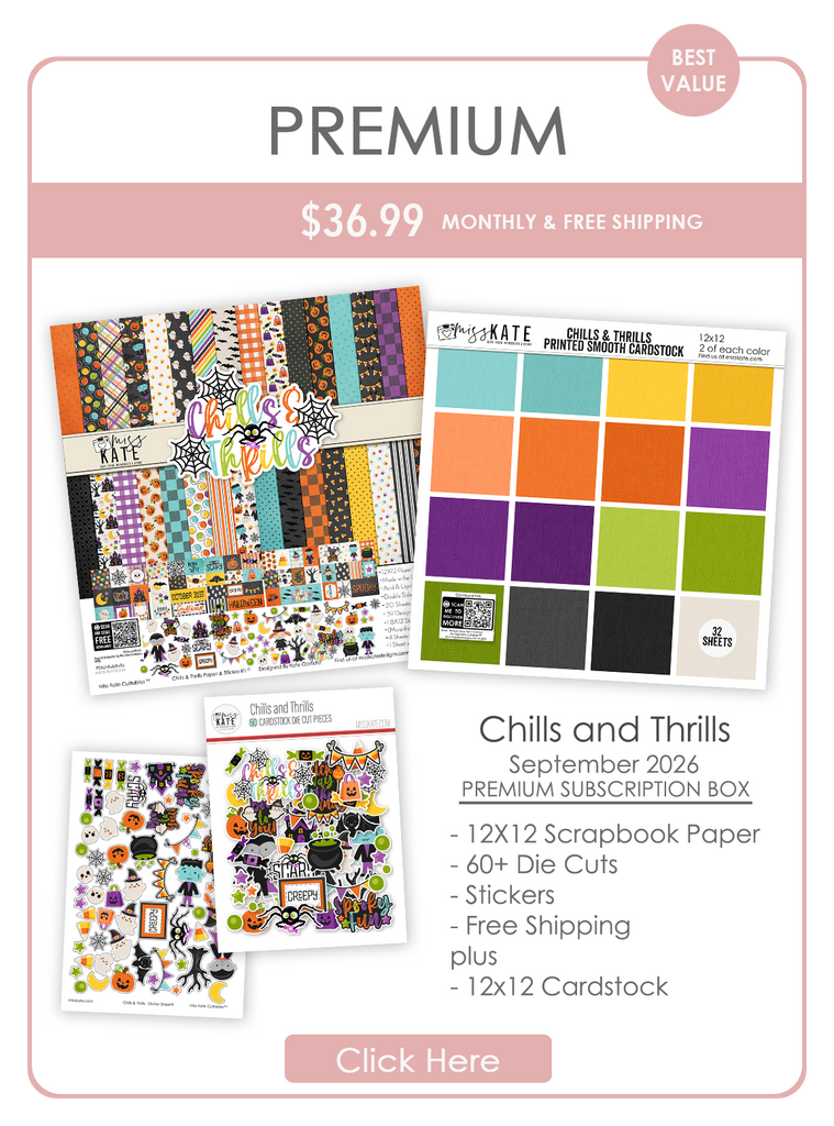Chills and Thrills Monthly Subscription Box - Premium. main product presentation showing the September 2026 Premium box contents.