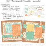 My First Tooth Blue scrapbook page kit includes two coordinated 12x12 printed base sheets with matching die cuts and embellishments. Designed for first tooth memories and favorite photos.