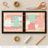 My First Tooth Pink scrapbook page kit shown in a memory album binder mockup with the finished two-page layout. A coordinated way to preserve first tooth memories and favorite photos.