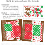 Oh What Fun scrapbook page kit includes two coordinated 12x12 printed base sheets with matching die cuts and embellishments. Designed for Christmas candy memories and favorite photos.
