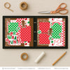 Oh What Fun scrapbook page kit shown in a memory album binder mockup with the finished two-page layout. A coordinated way to preserve Christmas candy memories and favorite photos.