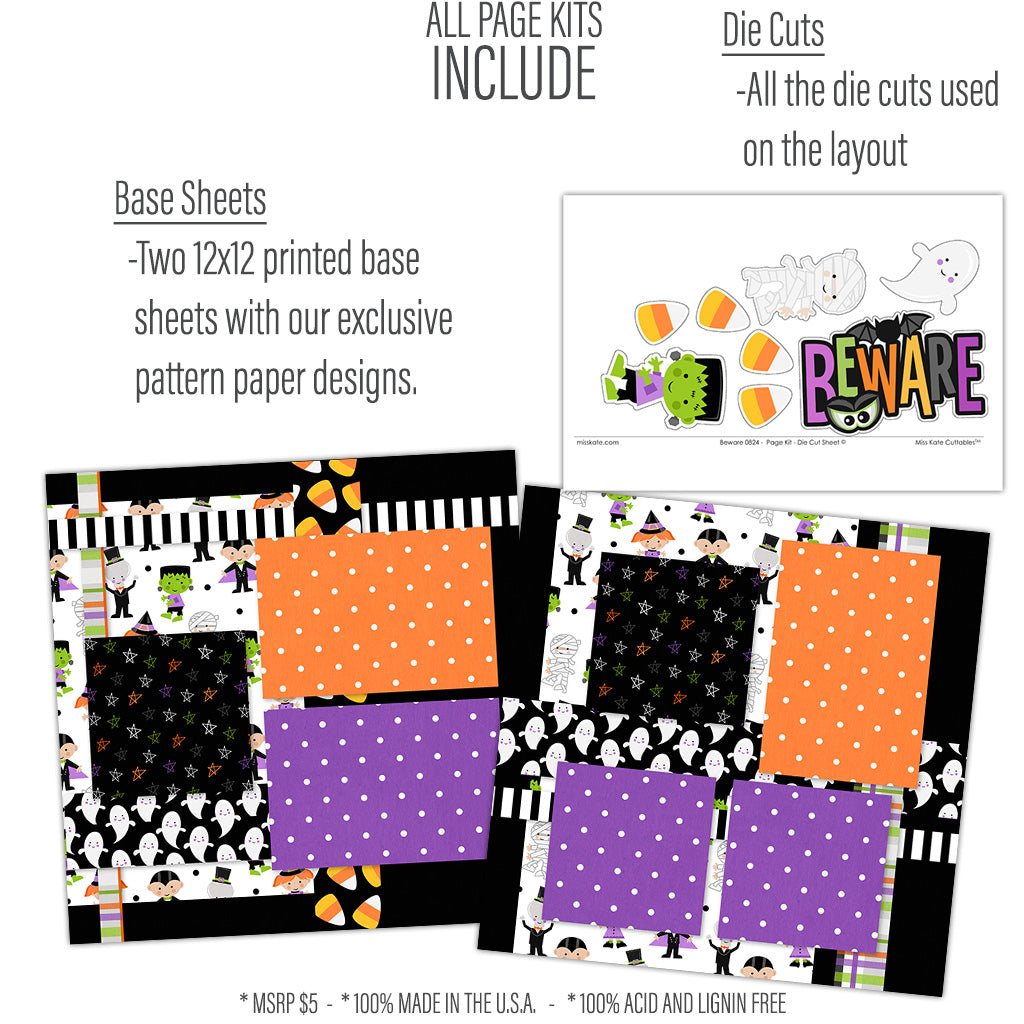 Beware- Scrapbook Page Kit-by Miss Kate Cuttables – MISS KATE