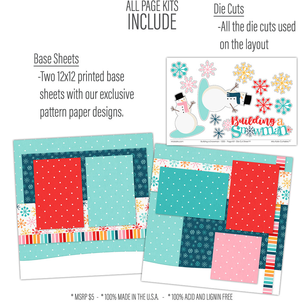 Building a Snowman Scrapbook Page Kit-by Miss Kate Cuttables – MISS KATE