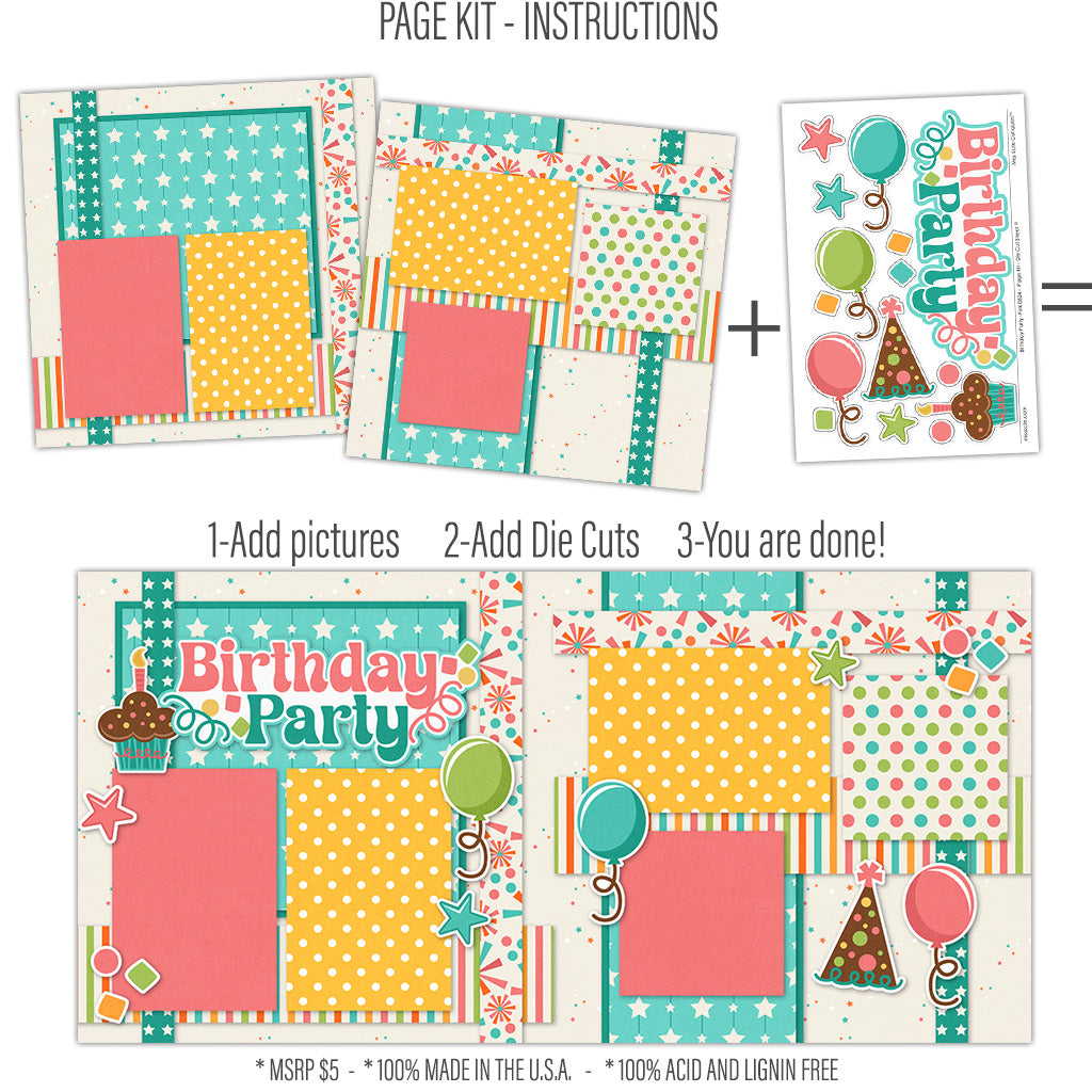 Birthday Party - Scrapbook Page Kit-by Miss Kate Cuttables – MISS KATE