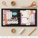 Celebrate your memories with the Spooktacular design — pastel paper embellishments and photo mats, scrapbook supplies, scrapbook craft kit, frankenstein scrapbook, halloween crafts, layered die cut titles for themed layouts, diy scrapbook kit, handmade elements for DIY photo albums, 12x12 scrapbook kit, halloween scrapbook, coordinated background patterns and journaling spots, ready-to-glue title banners and photo frames, acid-free double-sided scrapbook supplies
