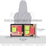 Summer Slice scrapbook page kit — coordinated background patterns and journaling spots, handmade elements for DIY photo albums, bright scrapbook, acid-free double-sided scrapbook supplies, summer layout, paper craft kit, diy scrapbook, 12x12 page kit, watermelon scrapbook, kids scrapbook, summer scrapbook, scrapbook kit, scrapbooking ephemera and cardstock cutouts, pastel paper embellishments and photo mats, ready-to-glue title banners and photo frames
