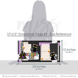 Scaredy Cat scrapbook page kit — handmade elements for DIY photo albums, pastel paper embellishments and photo mats, creative accents for scrapbook storytelling, scrapbook paper kit, halloween crafts, haunted house scrapbook, precut designs for memory journaling, spooky scrapbook, ready-to-glue title banners and photo frames, coordinated background patterns and journaling spots, acid-free double-sided scrapbook supplies, scrapbook craft kit, 12x12 scrapbook kit
