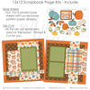 Detailed Pick Of The Patch scrapbook design featuring orange berry branches, multicolor fall plaid, sage green polka dots, scalloped green photo mat, orange speckled background, cream pumpkin accents, teal pumpkin die cuts, orange pumpkin die cuts. Designed for Autumn Pumpkin Scrapbook Layout, Pumpkin Picking Scrapbook Kit, yellow pumpkin die cuts, green leafy sprigs, orange brown teal leaves, Pick of the Patch title, layered pumpkin clusters, autumn foliage accents, warm harvest palette.