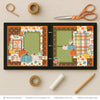 Pick Of The Patch scrapbook page kit artwork with sage green polka dots, scalloped green photo mat, orange speckled background, cream pumpkin accents, teal pumpkin die cuts, orange pumpkin die cuts, yellow pumpkin die cuts, green leafy sprigs. Designed for Fall Festival Scrapbook Pages, Family Pumpkin Patch Photos, orange brown teal leaves, Pick of the Patch title, layered pumpkin clusters, autumn foliage accents, warm harvest palette, orange pumpkin pattern, teal cream pumpkins.
