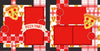 Two-page Pizza Time 12x12 scrapbook layout featuring black background, red gingham pattern, red plaid pattern, red, white check pattern, and pizza slice pattern. Designed for pizza memories and favorite photos.