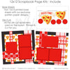 Pizza Time scrapbook page kit includes two coordinated 12x12 printed base sheets with matching die cuts and embellishments. Designed for pizza memories and favorite photos.