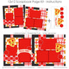 Pizza Time 12x12 scrapbook page kit instruction image showing the completed two-page layout and placement of coordinating papers, die cuts, and photo areas. Designed for pizza memories and favorite photos.