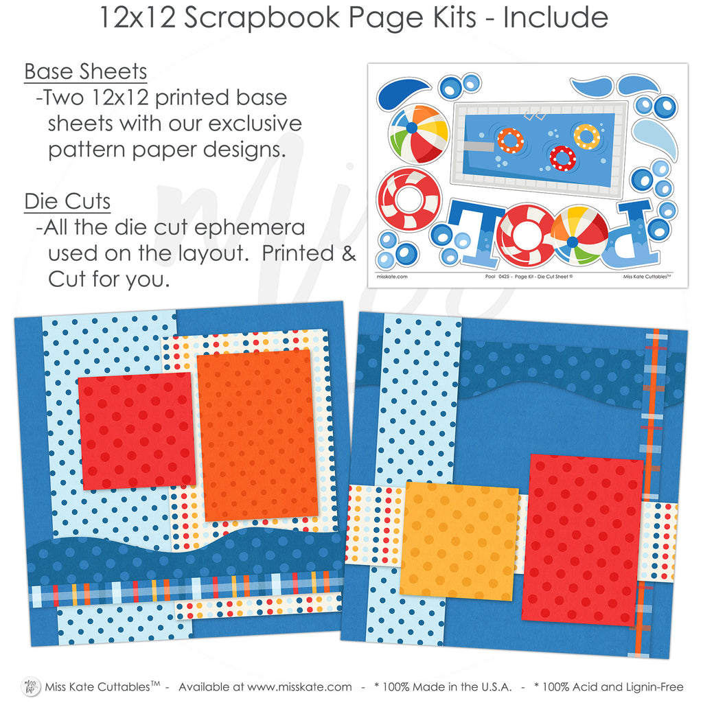 Pool - Summer Vacation Scrapbook 12x12 Page Kit – MISS KATE