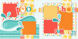 Pool scrapbook page kit — summer page kit, 12x12 page kit, summer scrapbook, pool photo mats, layered die cut titles for themed layouts, scrapbooking ephemera and cardstock cutouts, creative accents for scrapbook storytelling, pool die cuts, coordinated background patterns and journaling spots, pool page kit, precut designs for memory journaling, handmade elements for DIY photo albums, ready-to-glue title banners and photo frames, hot summer layout
