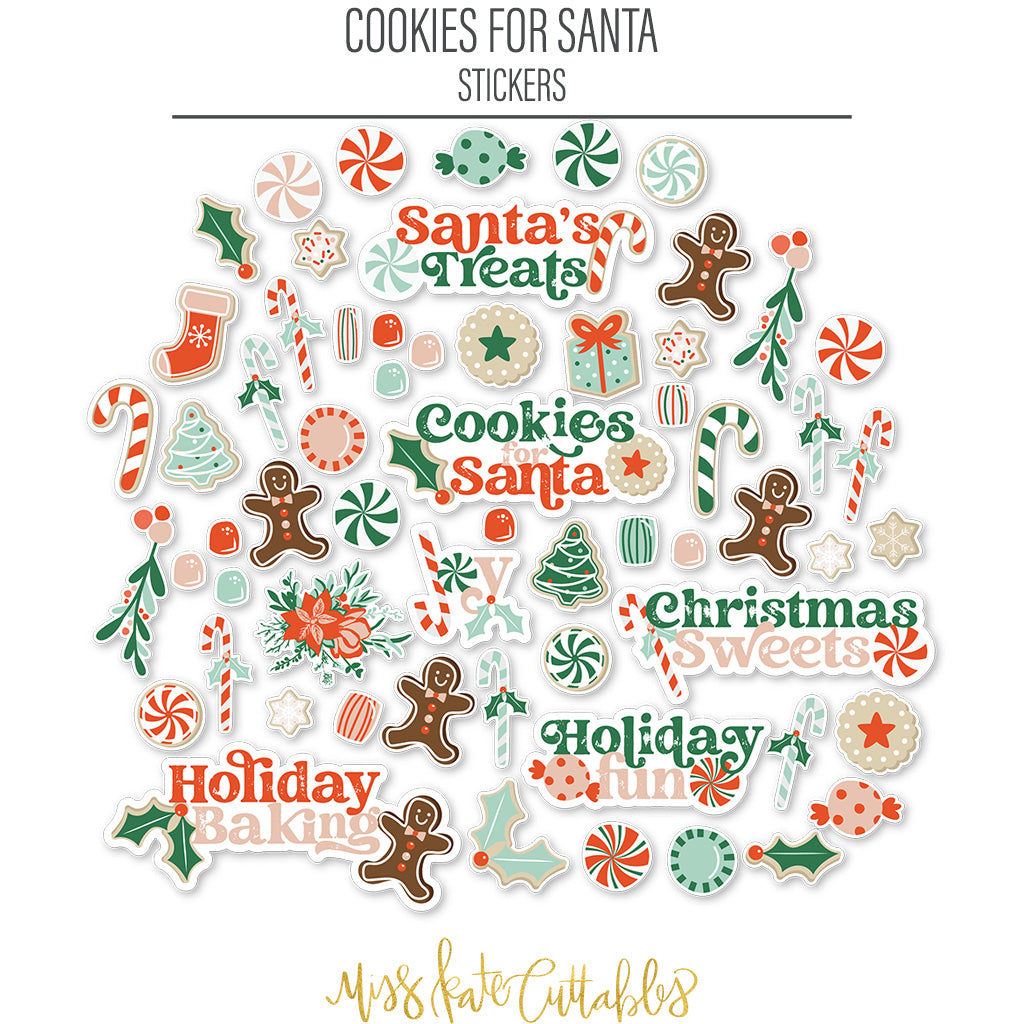 Cookies for Santa Stickers - for Santa, Christmas, candy canes – MISS KATE