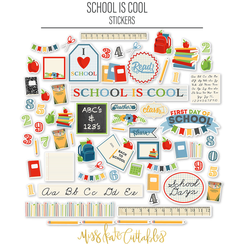 Grade School - Scrapbook Sticker Sheet Stickers School – MISS KATE