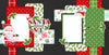 Two-page Santa And Me 12x12 scrapbook layout featuring black dotted background, red polka dots, green polka dots, red plaid pattern, green plaid pattern, and holly berry pattern. Designed for Santa memories and favorite photos.