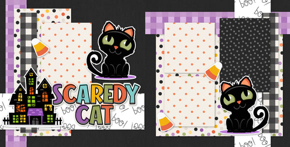 Scaredy Cat scrapbook page kit — halloween crafts, scrapbooking ephemera and cardstock cutouts, acid-free double-sided scrapbook supplies, pastel paper embellishments and photo mats, layered die cut titles for themed layouts, diy scrapbook kit, cute scrapbook, halloween scrapbook, black cat scrapbook, precut designs for memory journaling, ready-to-glue title banners and photo frames, creative accents for scrapbook storytelling, scrapbook craft kit

