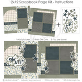 Finished So Cute Green photo layout showing gray polka dots, dark plaid strips, olive green stars, dark teal stars, leafy branch accents, layered star clusters, so cute title, mixed typography title. Designed for Green Scrapbook Page Kit, Cute Photo Scrapbook Layout, arched plaid panel, floral paper blocks, white outlined die cuts, sage green background, dark teal accents, cream plaid pattern, small blue floral pattern.