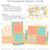 Detailed So Cutepink scrapbook design featuring cream floral silhouette pattern, teal floral paper, yellow tiny flower pattern, peach mini floral pattern, tiny multicolor dots, white daisies with yellow centers, yellow tulip flowers, green leafy stems. Designed for Spring Floral Scrapbook Kit, Pastel Scrapbook Paper Kit, coral teal yellow flower clusters, So Cute title die cut, scalloped floral label, layered flower embellishments, coral teal yellow palette, cream background paper.