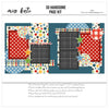 So Handsome 12x12 scrapbook page kit cover featuring blue star pattern, multicolor polka dots, multicolor plaid, charcoal gray plaid, cream star pattern, and red gingham circle. A coordinated premade layout for boyhood memories and favorite photos.
