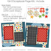So Handsome scrapbook page kit includes two coordinated 12x12 printed base sheets with matching die cuts and embellishments. Designed for boyhood memories and favorite photos.