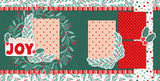Two-page So Much Joy 12x12 scrapbook layout featuring deep teal dotted background, red polka dots, cream polka dots, multicolor dot pattern, red decorative border, and mistletoe branch pattern. Designed for Christmas memories and favorite photos.