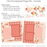 So Much Love Pink scrapbook page kit includes two coordinated 12x12 printed base sheets with matching die cuts and embellishments. Designed for love memories and favorite photos.