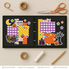 Spooky Fun scrapbook page kit shown in a memory album binder mockup with the finished two-page layout. A coordinated way to preserve Halloween memories and favorite photos.