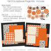 Spooky Fun scrapbook page kit includes two coordinated 12x12 printed base sheets with matching die cuts and embellishments. Designed for Halloween memories and favorite photos.