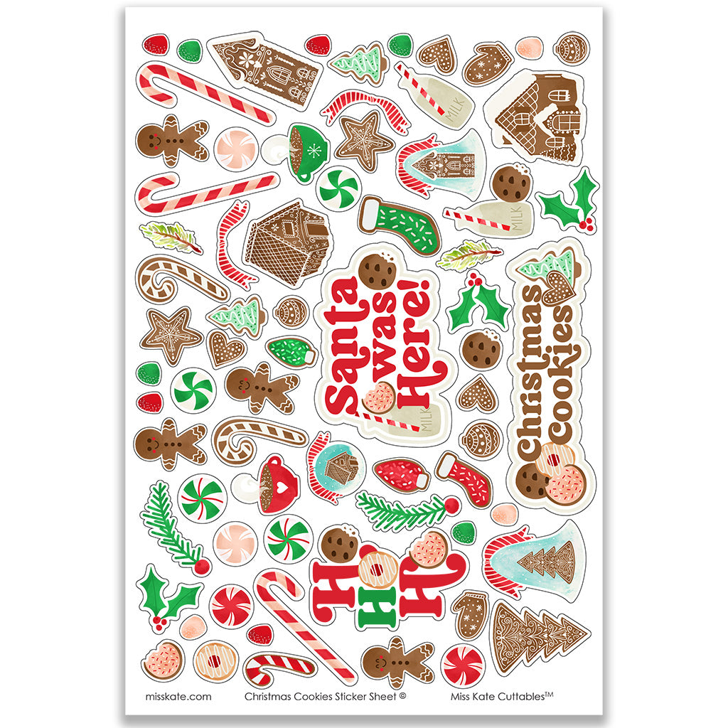 Cookie Sticker Paper Christmas Cookies Stickers - for Santa, Christmas, candy canes – MISS KATE