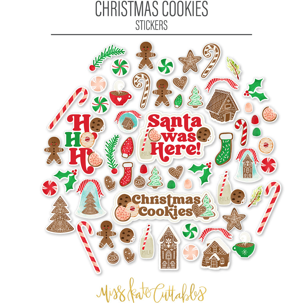 Cooies Box Sticker Christmas Cookies Stickers - for Santa, Christmas, candy canes – MISS KATE