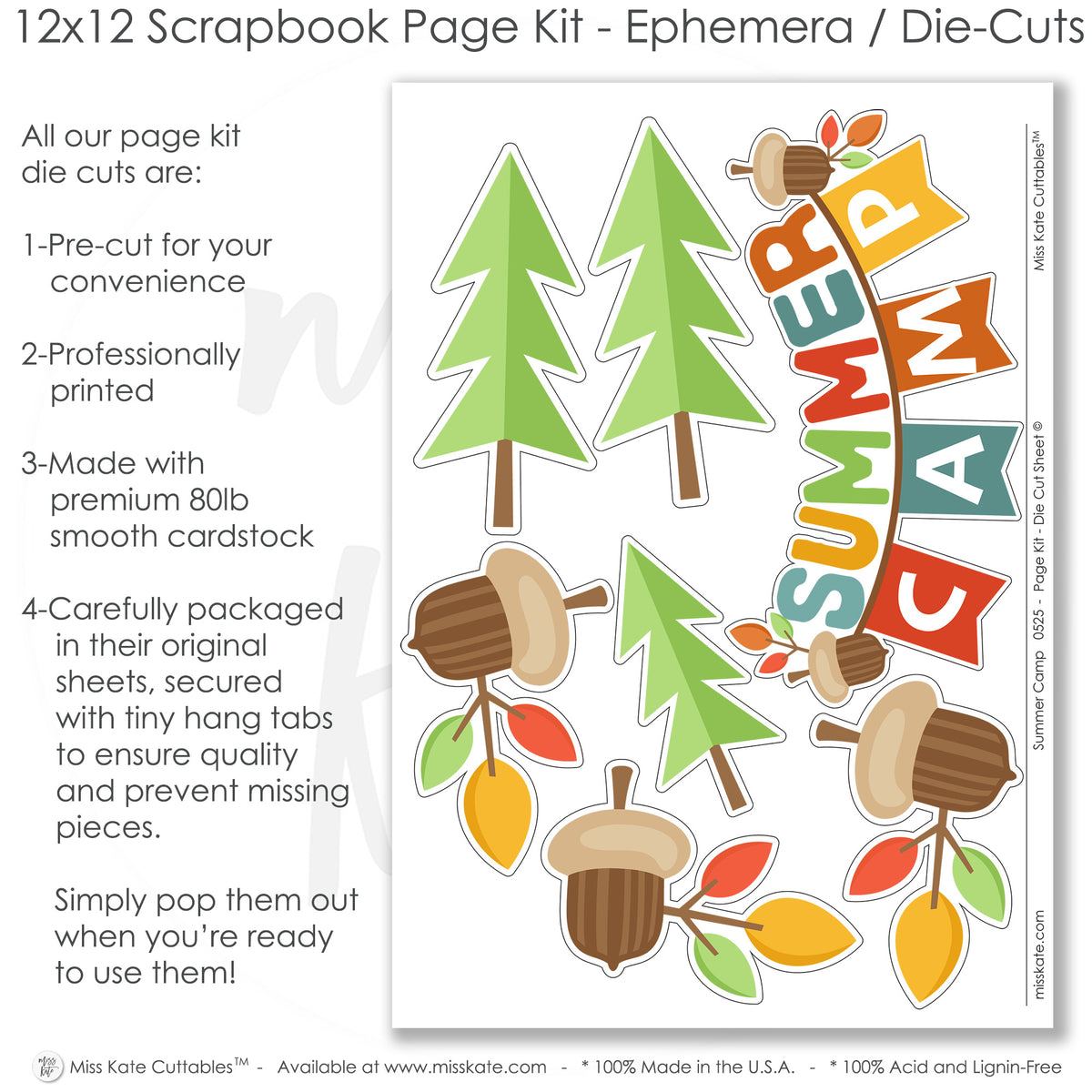 Summer Camp - Summer Vacation Scrapbook 12x12 Page Kit – MISS KATE