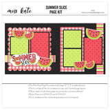 Capture special moments with the Summer Slice layout — coordinated background patterns and journaling spots, precut designs for memory journaling, scrapbooking ephemera and cardstock cutouts, scrapbook embellish, paper craft kit, summer layout, kids scrapbook, watermelon scrapbook, fruit scrapbook, summer scrapbook, scrapbook kit, layered die cut titles for themed layouts, diy scrapbook, 12x12 page kit, creative accents for scrapbook storytelling
