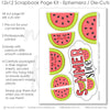 This Summer Slice kit features — watermelon scrapbook, diy scrapbook, seasonal scrapbook page kits and die cuts, creative accents for scrapbook storytelling, summer layout, paper craft kit, ready-to-glue title banners and photo frames, 12x12 page kit, family scrapbook, scrapbook supplies, coordinated background patterns and journaling spots, pastel paper embellishments and photo mats, kids scrapbook, bright scrapbook, summer scrapbook, layered die cut titles for themed layouts
