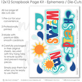This Sun Splash Swim kit features — Birthday Layout Kit, layered die cut titles for themed layouts, precut designs for memory journaling, Birthday Paper Kit, Party Photo Layout, Balloon Stickers, coordinated background patterns and journaling spots, Memory Scrapbook, ready-to-glue title banners and photo frames, Banner Stickers, Scrapbook Embellish, handmade elements for DIY photo albums, DIY Scrapbook Kit, creative accents for scrapbook storytelling
